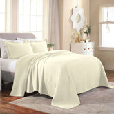 Fleur De Lis Jacquard Matelassé Cotton Medallion Bedspread Set